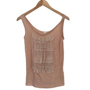 J. Crew Peach Cotton Silk Ruffle Tank XS